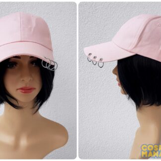 Czapka bejsbolówka różowa z 3 metalowymi kółkami Snapback